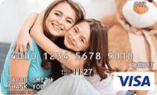 Mother and daughter hugging on Visa gift card